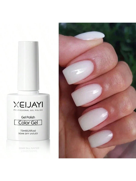 XEIJAYI 1pc 7.3ml Milky White Gel Nail Polish, UV/LED Compatible Nail Art Gel Polish, For Salon And Home DIY Manicure