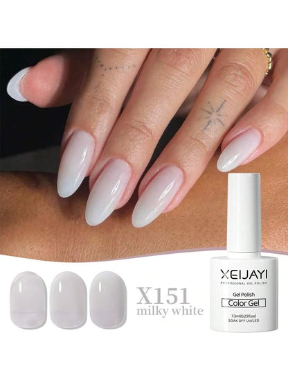 XEIJAYI 1pc 7.3ml Milky White Gel Nail Polish, UV/LED Compatible Nail Art Gel Polish, For Salon And Home DIY Manicure