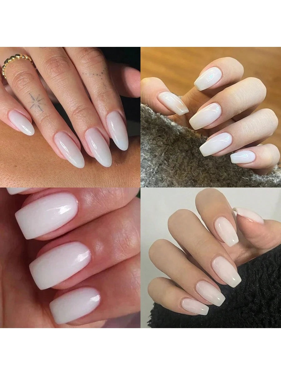 XEIJAYI 1pc 7.3ml Milky White Gel Nail Polish, UV/LED Compatible Nail Art Gel Polish, For Salon And Home DIY Manicure