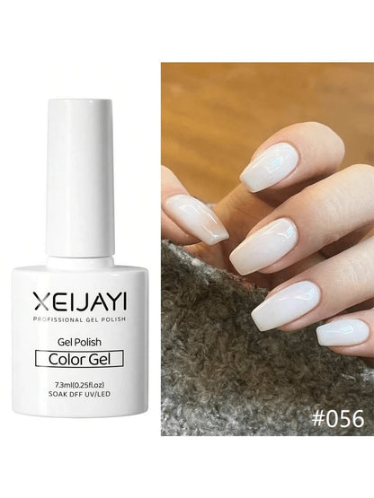 XEIJAYI 1pc 7.3ml Milky White Gel Nail Polish, UV/LED Compatible Nail Art Gel Polish, For Salon And Home DIY Manicure