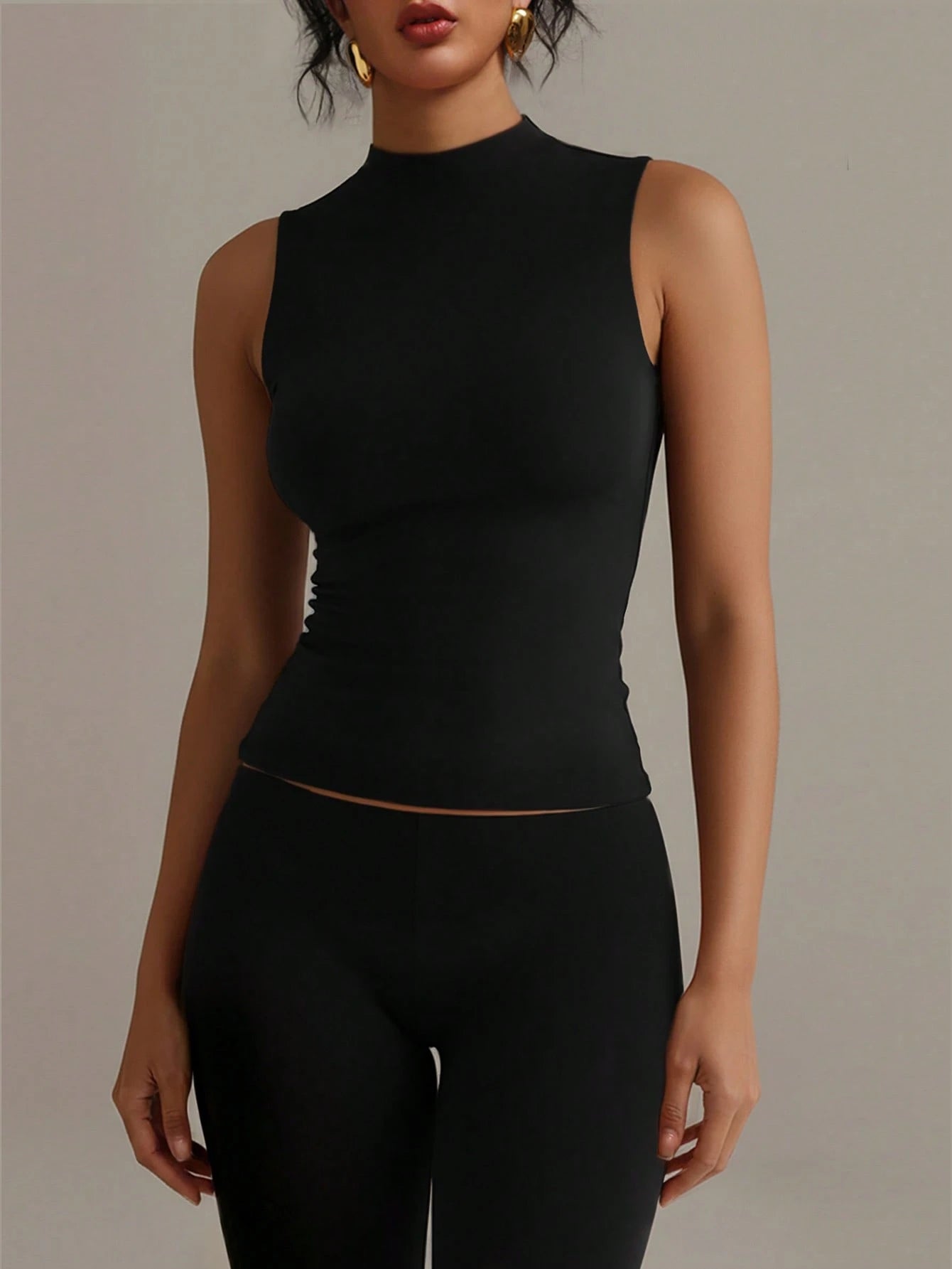XLLAIS Crew Neck Sleeveless Solid Color White Base Double-Layer Elastic Fitted T-Shirt Casual Summer, Clean Girl Aesthetic