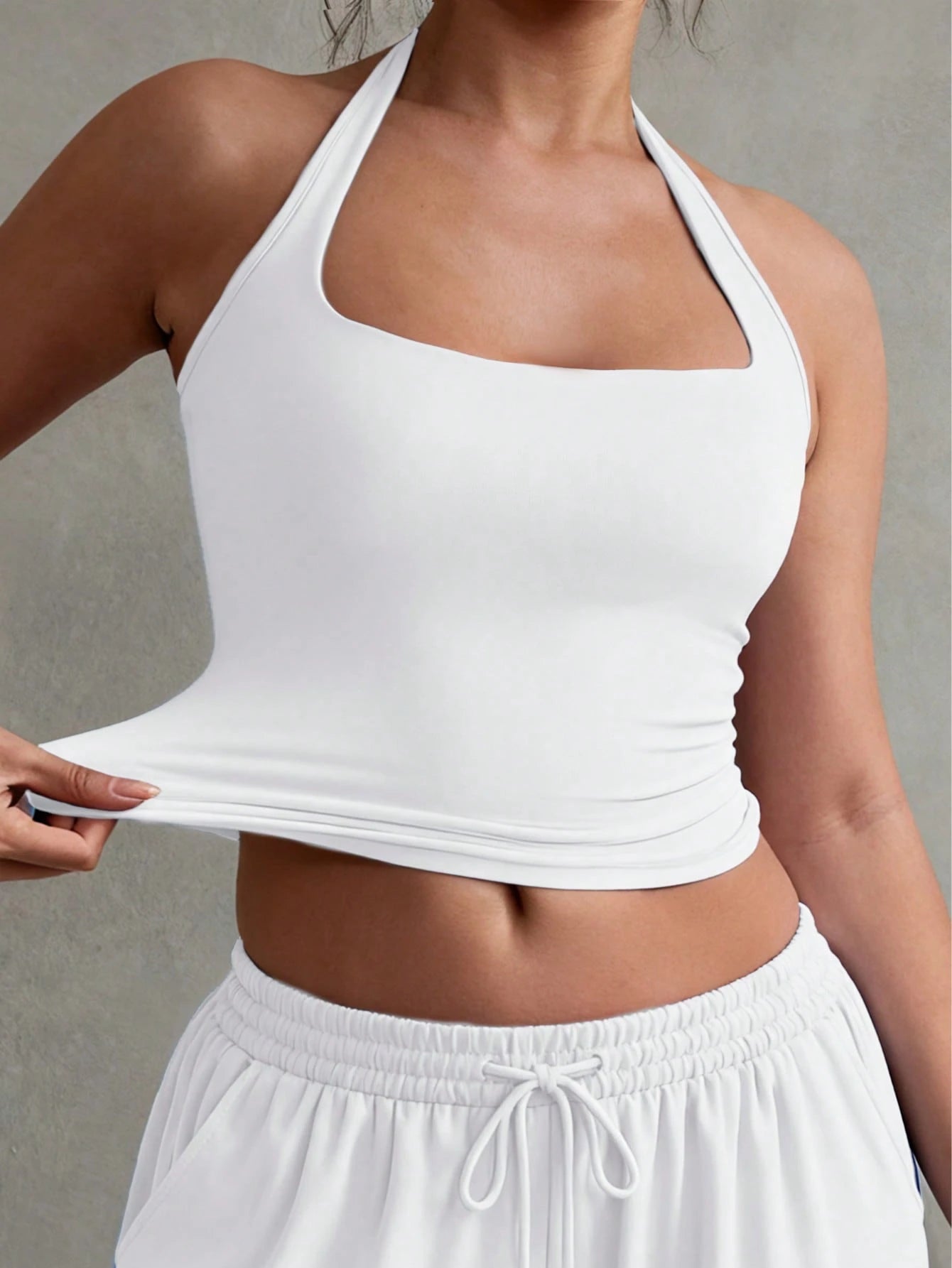 XLLAIS Sexy Backless Camisole, Fashionable Square Neck Elastic Casual Slim Fit Summer Tank Top For Women White