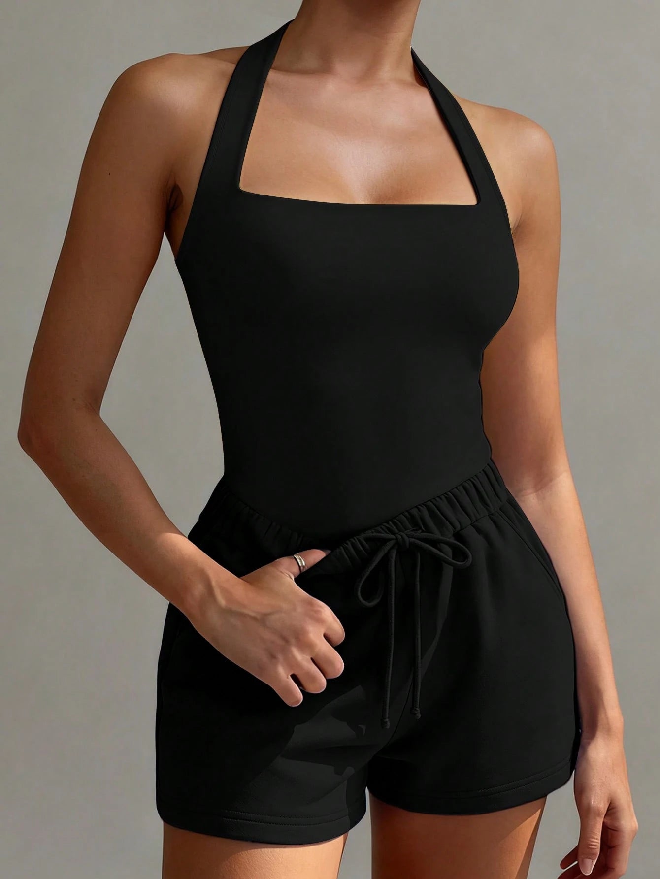 XLLAIS Sexy Backless Camisole, Fashionable Square Neck Elastic Casual Slim Fit Summer Tank Top For Women White