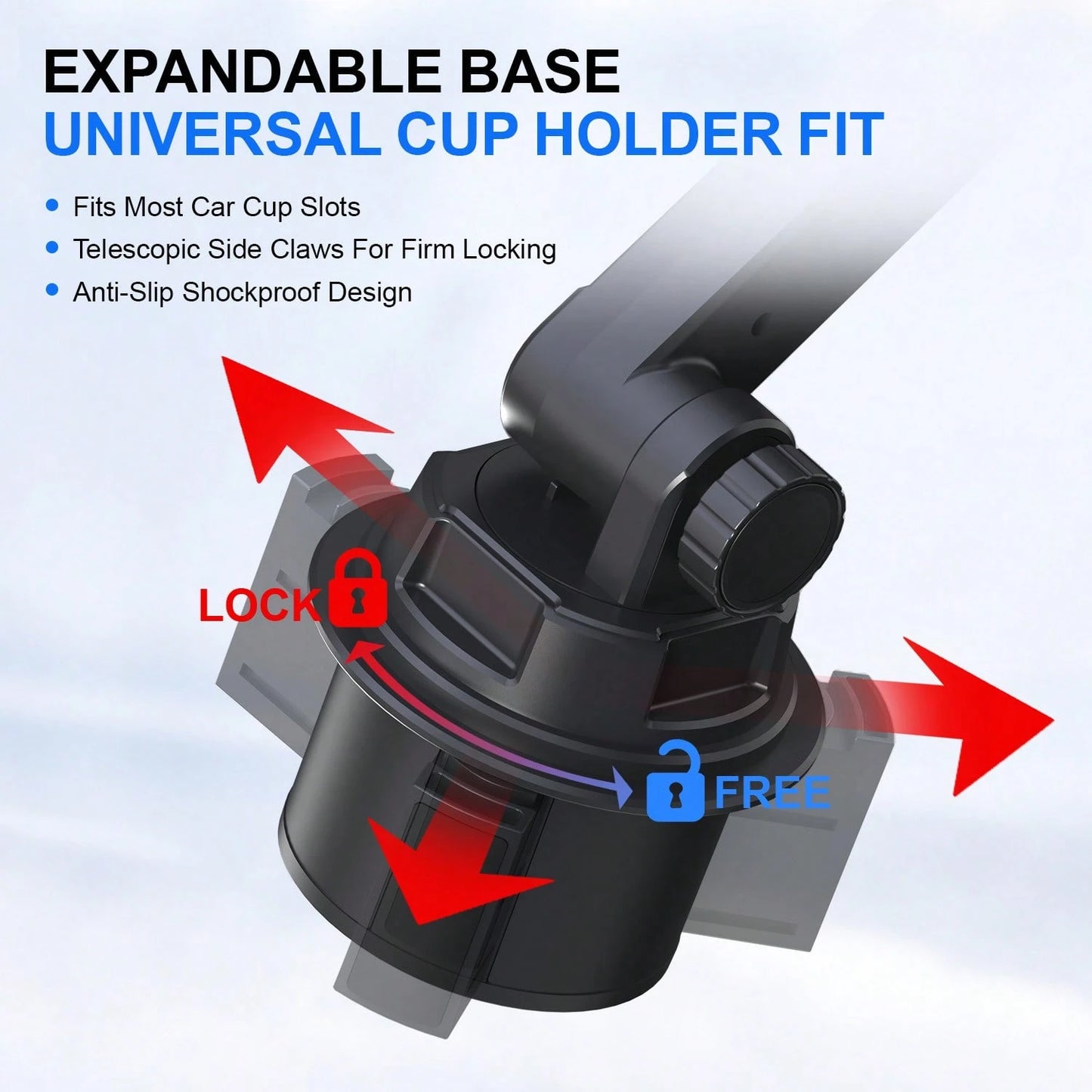 xnyocn Multifunctional Universal Car Phone Mount With Cup Holder For Dashboard And Center Console-Strong Suction Cup Navigation Mount With Reinforced Support Rod And Cable Clip