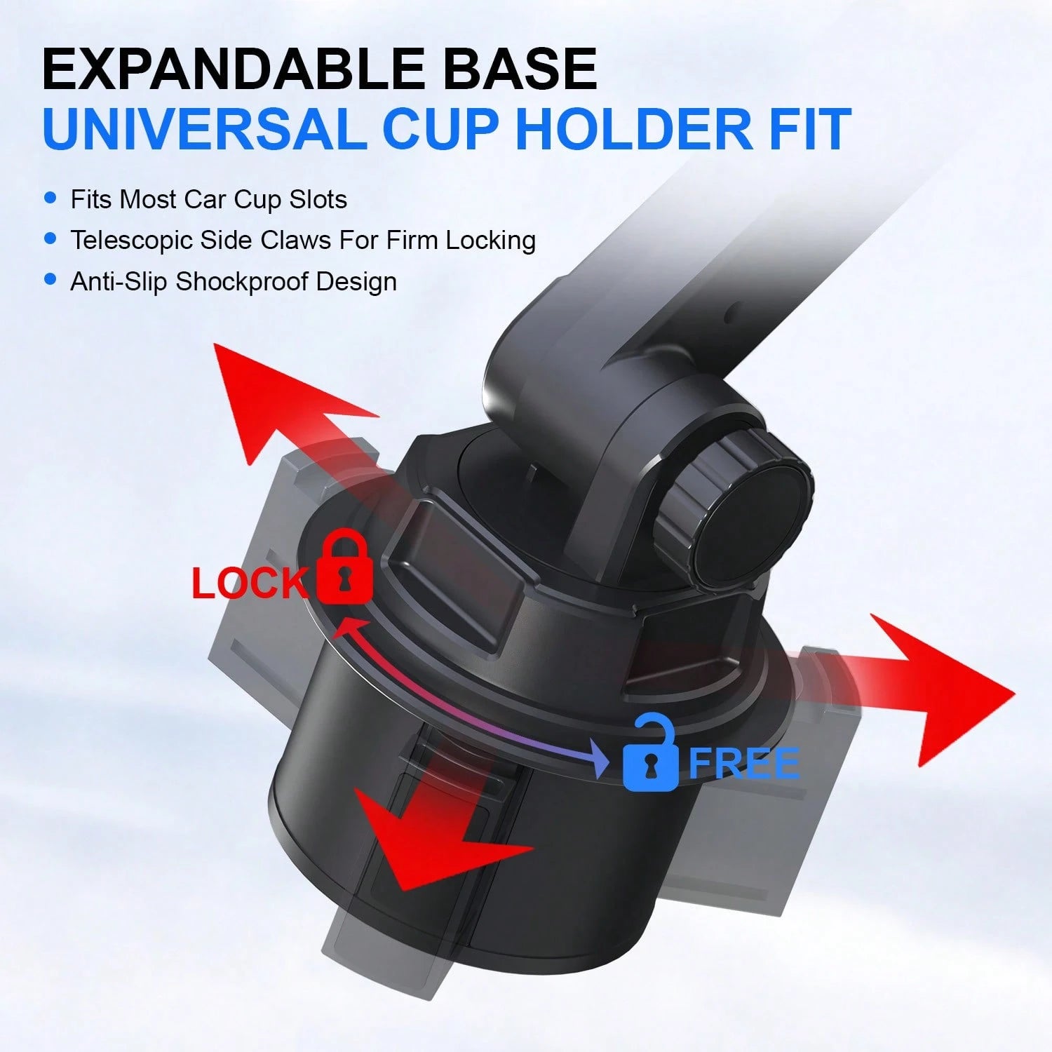 xnyocn Multifunctional Universal Car Phone Mount With Cup Holder For Dashboard And Center Console-Strong Suction Cup Navigation Mount With Reinforced Support Rod And Cable Clip