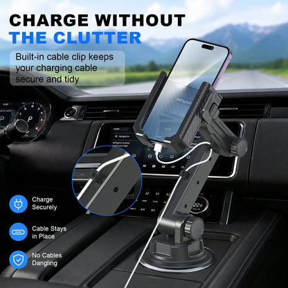 xnyocn Multifunctional Universal Car Phone Mount With Cup Holder For Dashboard And Center Console-Strong Suction Cup Navigation Mount With Reinforced Support Rod And Cable Clip