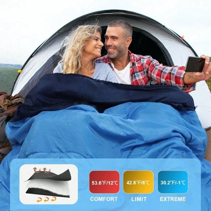 XXL Queen Size Double Sleeping With Flannel For Adults, Includes 2 Pillows, Ideal For Camping In For Cold Weather