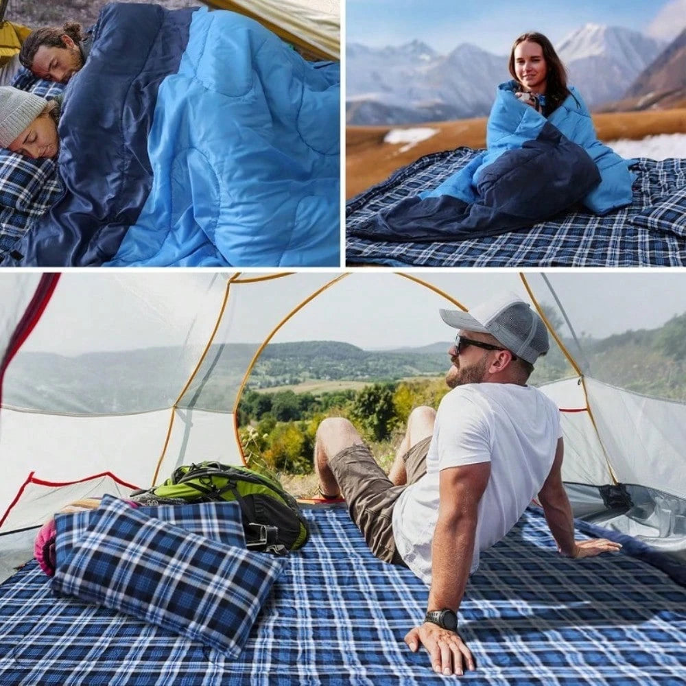 XXL Queen Size Double Sleeping With Flannel For Adults, Includes 2 Pillows, Ideal For Camping In For Cold Weather