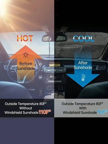 YAIUZGOO Car Windshield Sun Shade 59x27 InchUV Block Heat Insulation Sun VisorProtector With Funny Eyes Design