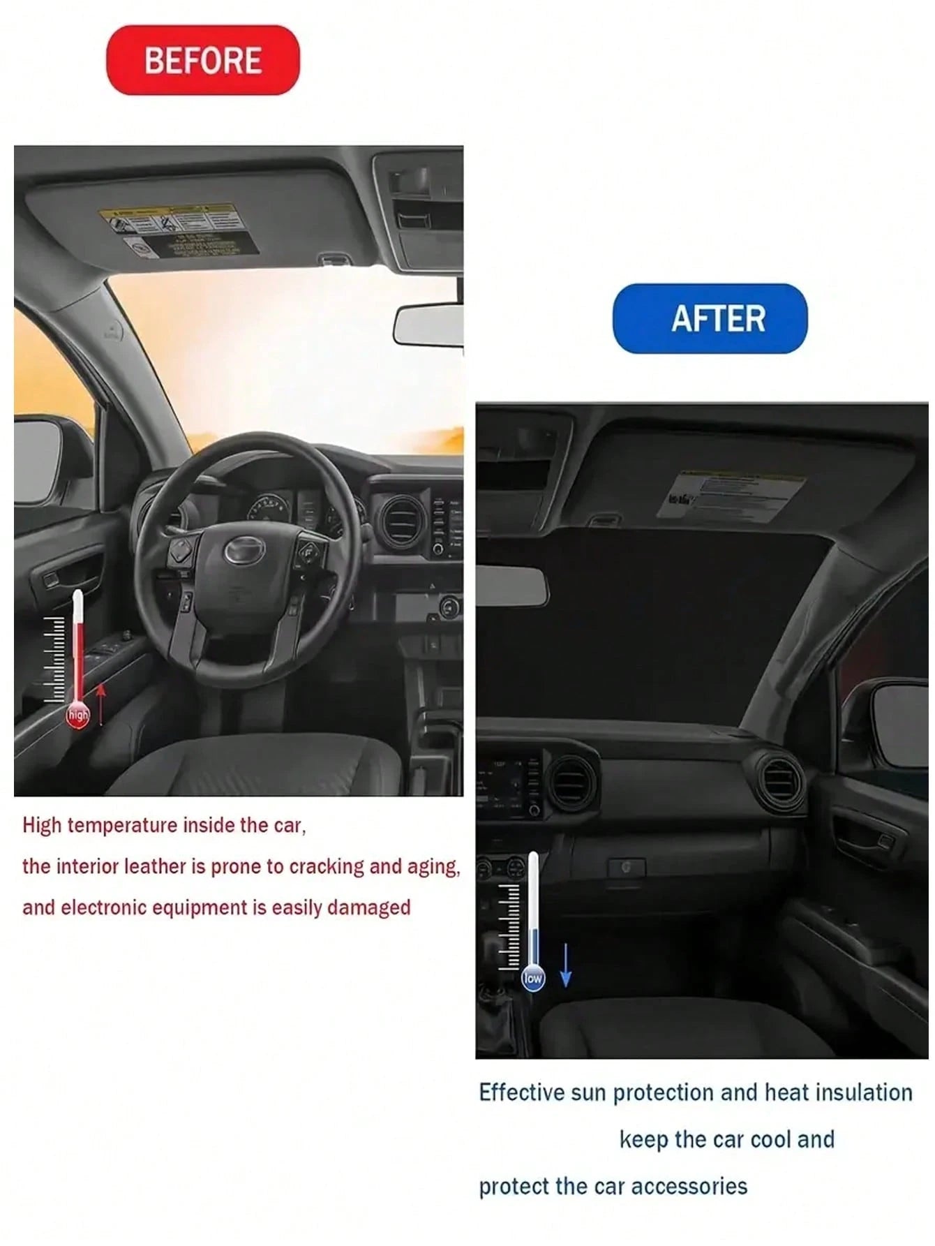 YAIUZGOO Car Windshield Sun Shade 59x27 InchUV Block Heat Insulation Sun VisorProtector With Funny Eyes Design