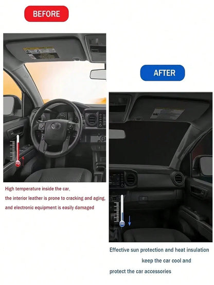 YAIUZGOO Car Windshield Sun Shade 59x27 InchUV Block Heat Insulation Sun VisorProtector With Funny Eyes Design