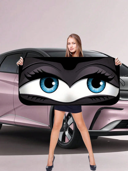 YAIUZGOO Car Windshield Sun Shade 59x27 InchUV Block Heat Insulation Sun VisorProtector With Funny Eyes Design