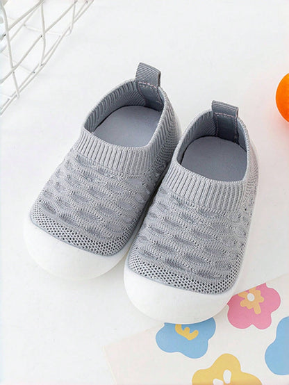 Yibubu Gray Children's Shoes, Mesh Breathable Kids Shoes, Soft Bottom Anti-Slip Newborn Toddler Shoes, Infant Outdoor Sports Shoes