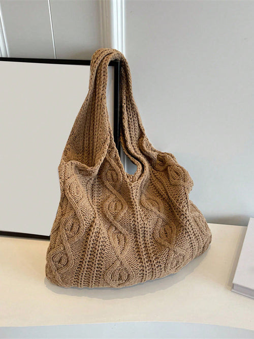 Yogodlns Women's Crochet Knitted Bag, Summer Beach Tote Bag, Aesthetic Handbag, Hippie Style Knitted Bag, Fashion Essential: Women's Crochet Knitted Handbag, Hollow-Out Tote Bag, Beach Travel Shoulder
