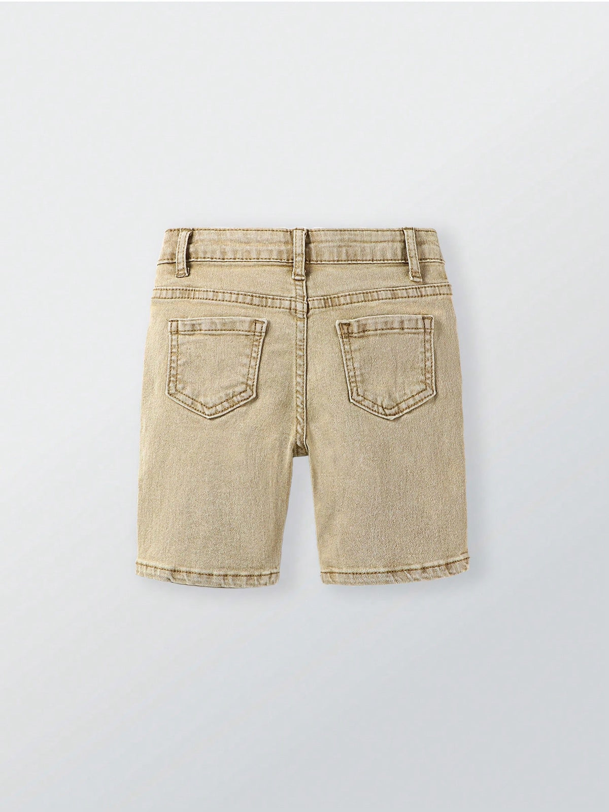 Young Boy Elastic Fitted Ripped All-Match Versatile Blue Denim Bermuda Shorts