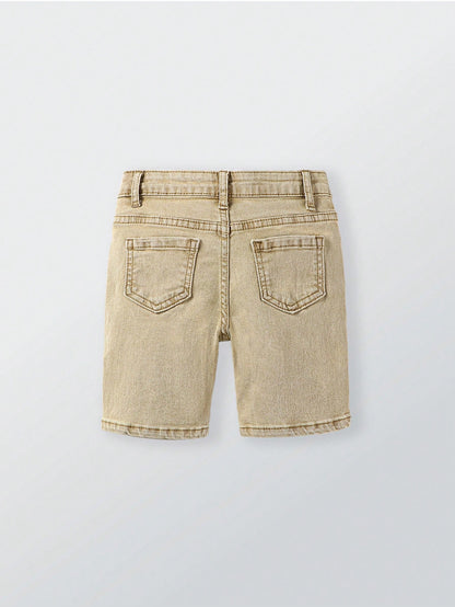 Young Boy Elastic Fitted Ripped All-Match Versatile Blue Denim Bermuda Shorts