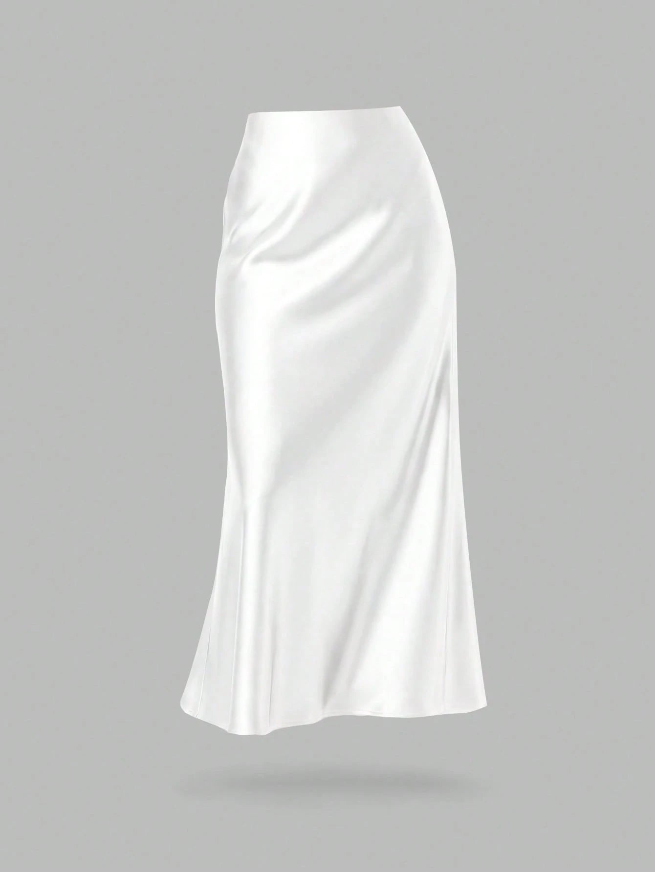 YROOE Fashionable Women Casual Minimalist Elegant Stretch Satin Finish A-Line Skirt White Spring, Quiet Luxury