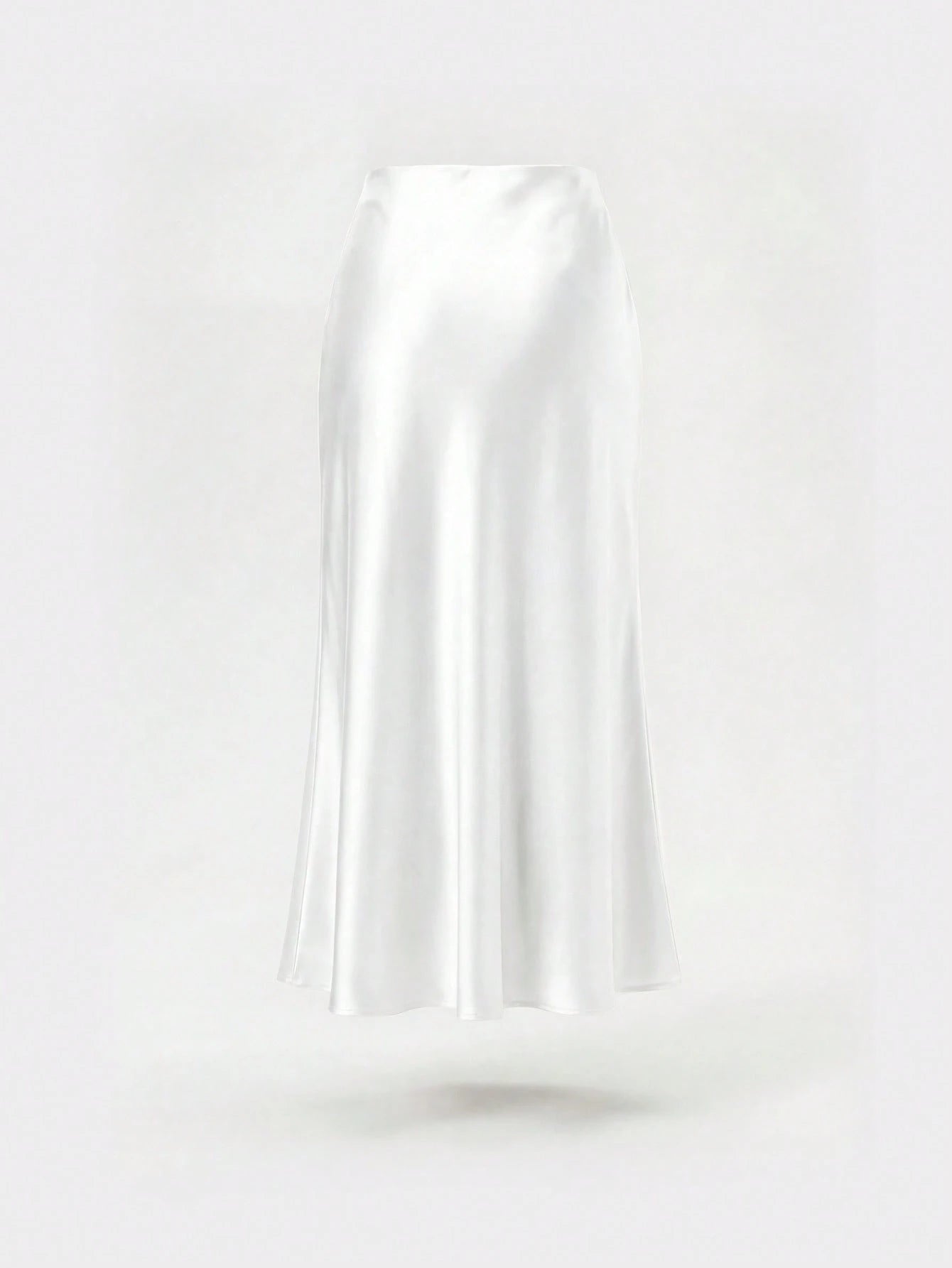 YROOE Fashionable Women Casual Minimalist Elegant Stretch Satin Finish A-Line Skirt White Spring, Quiet Luxury