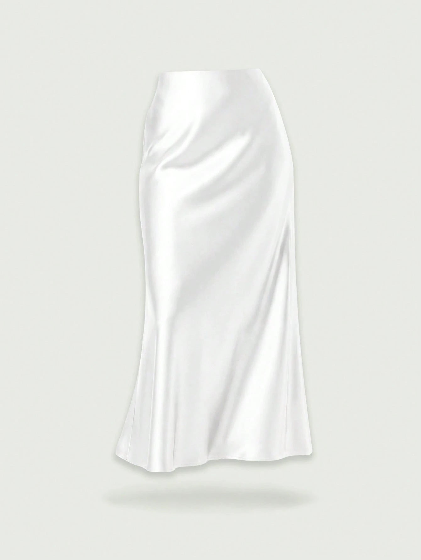 YROOE Fashionable Women Casual Minimalist Elegant Stretch Satin Finish A-Line Skirt White Spring, Quiet Luxury