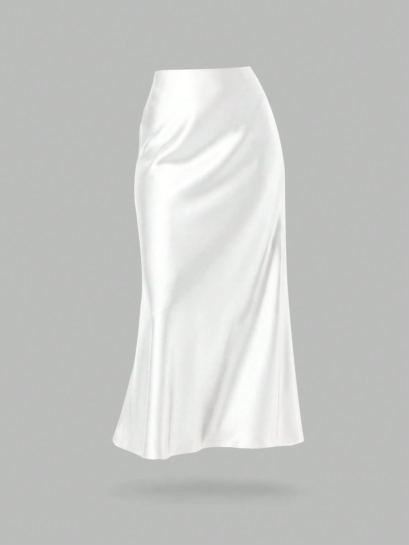 YROOE Fashionable Women Casual Minimalist Elegant Stretch Satin Finish A-Line Skirt White Spring, Quiet Luxury