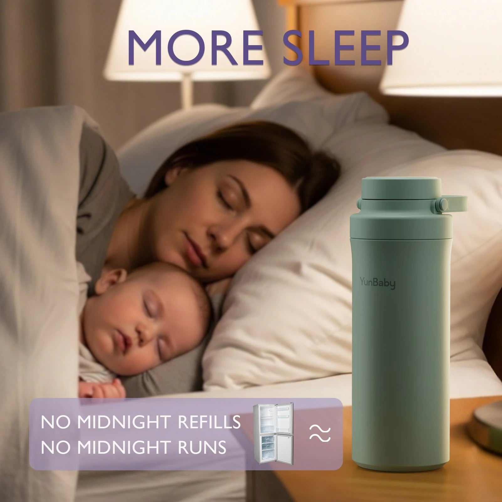 YunBaby Portable Breast Milk Cooler, 2 Ice Rings, 360°Cooling With Vacuum Lid,Chill For 30H+, 22oz Large Capacity With 2 Bottles, Rapid Chill To 40℉, Extra Wide Opening, Ideal For Work & Travel