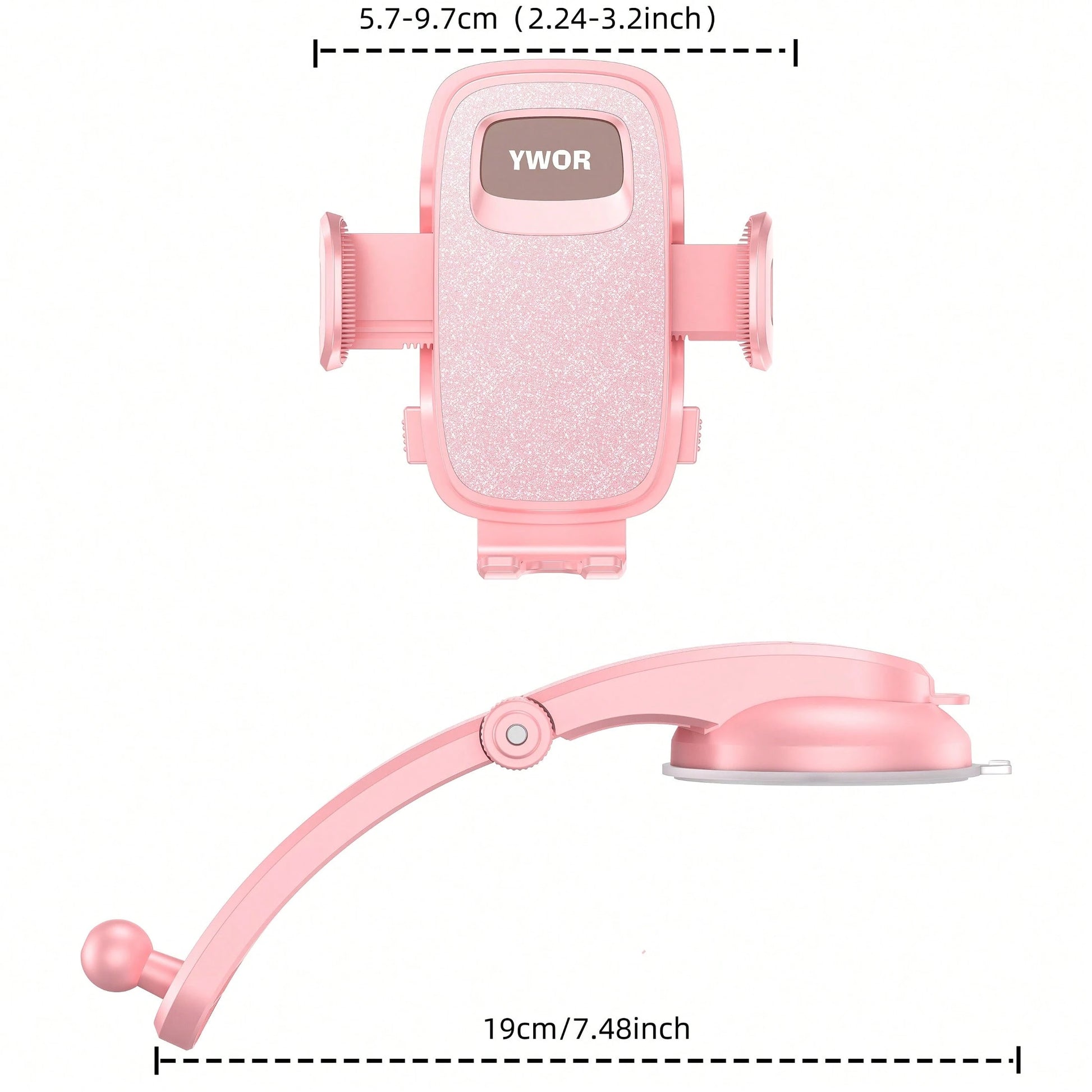 YWOR Pink Car Phone Holder, Universal Car Phone Holder, Super Suction Cup Car Phone Holder