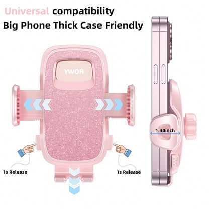 YWOR Pink Car Phone Holder, Universal Car Phone Holder, Super Suction Cup Car Phone Holder