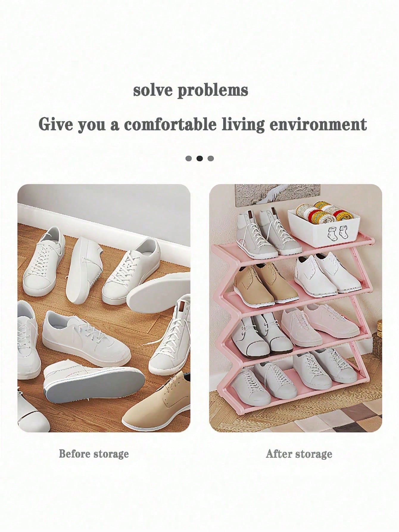 Z-Shaped Shoe Rack Plastic Floor Standing Storage Shelf Multi-Function High Capacity Storage Rack Easy To Assemble Floor Standing Organizer Essential For Home And Dorm Space Saving Applicable For Livi