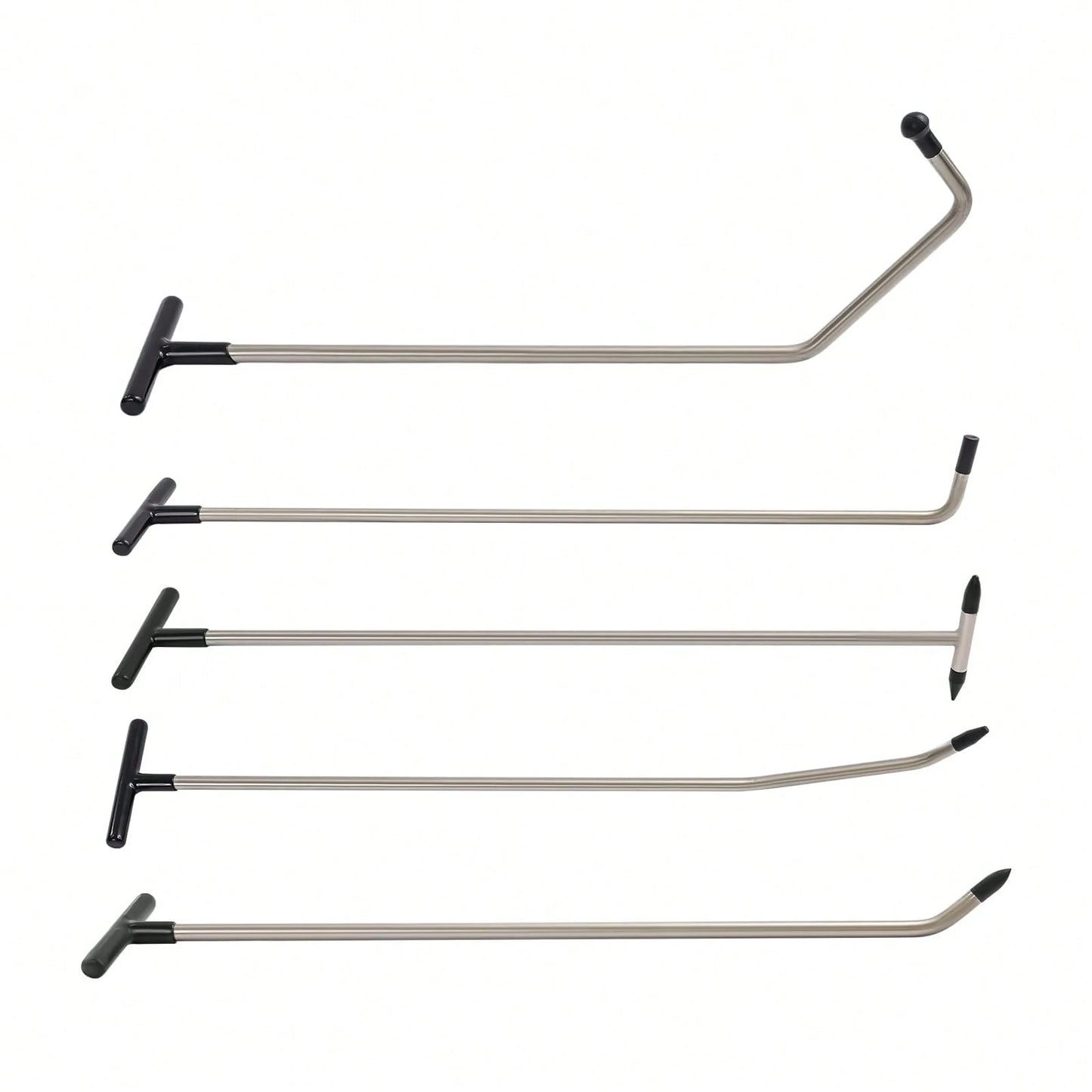 ZhdnBhnos Paintless Dent Repair Kits, 5 Pieces Of Dent Removal Rods With 9 Replaceable Taper Heads, Car Auto Body Dent Removal Tools (5pcs Rods, 2 S-Hooks & 2 O-Hooks)