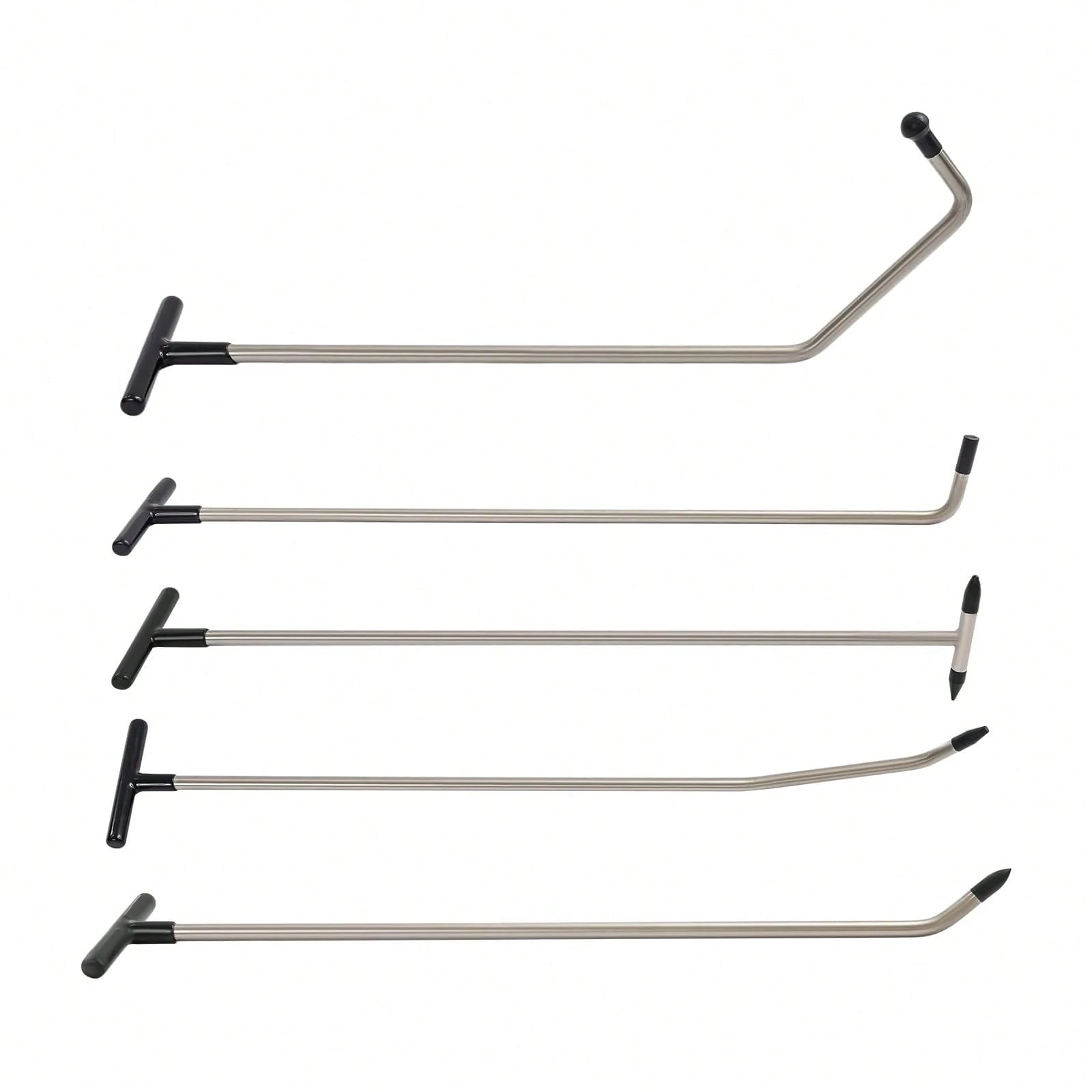 ZhdnBhnos Paintless Dent Repair Kits, 5 Pieces Of Dent Removal Rods With 9 Replaceable Taper Heads, Car Auto Body Dent Removal Tools (5pcs Rods, 2 S-Hooks & 2 O-Hooks)