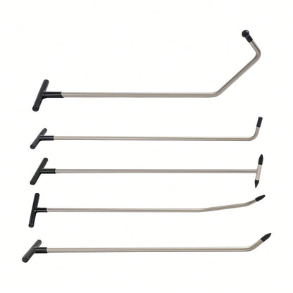 ZhdnBhnos Paintless Dent Repair Kits, 5 Pieces Of Dent Removal Rods With 9 Replaceable Taper Heads, Car Auto Body Dent Removal Tools (5pcs Rods, 2 S-Hooks & 2 O-Hooks)