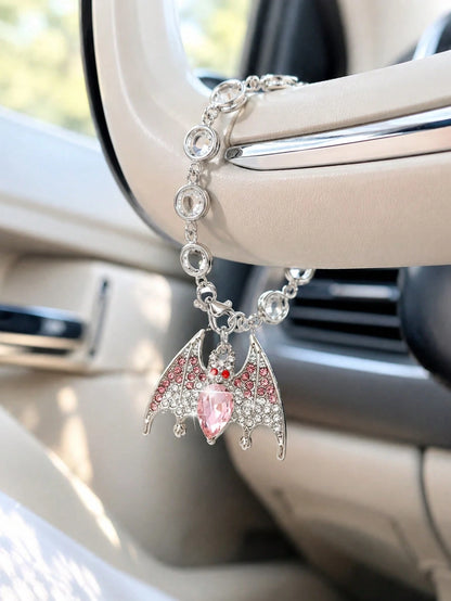Zirconia Crown Skull, Pink Diamond Bat, Silver Ghost Pendant, Car Steering Wheel Chain, Rearview Mirror Hanging Decoration, Halloween Ornament, Car Decoration Pendant, Women's Bag Chain, Fashion Luxur