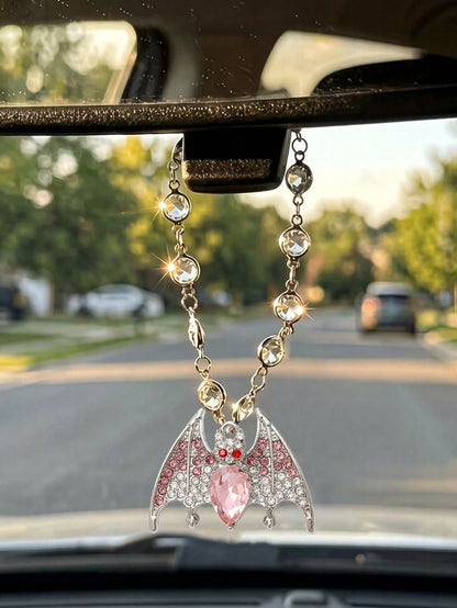 Zirconia Crown Skull, Pink Diamond Bat, Silver Ghost Pendant, Car Steering Wheel Chain, Rearview Mirror Hanging Decoration, Halloween Ornament, Car Decoration Pendant, Women's Bag Chain, Fashion Luxur