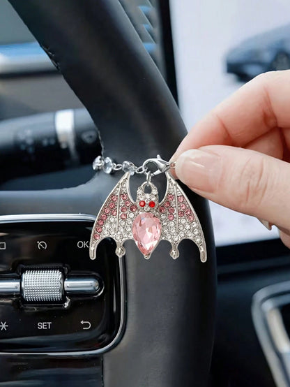Zirconia Crown Skull, Pink Diamond Bat, Silver Ghost Pendant, Car Steering Wheel Chain, Rearview Mirror Hanging Decoration, Halloween Ornament, Car Decoration Pendant, Women's Bag Chain, Fashion Luxur