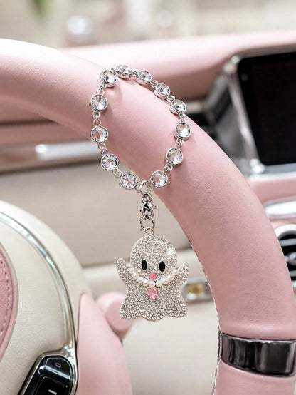 Zirconia Crown Skull, Pink Diamond Bat, Silver Ghost Pendant, Car Steering Wheel Chain, Rearview Mirror Hanging Decoration, Halloween Ornament, Car Decoration Pendant, Women's Bag Chain, Fashion Luxur