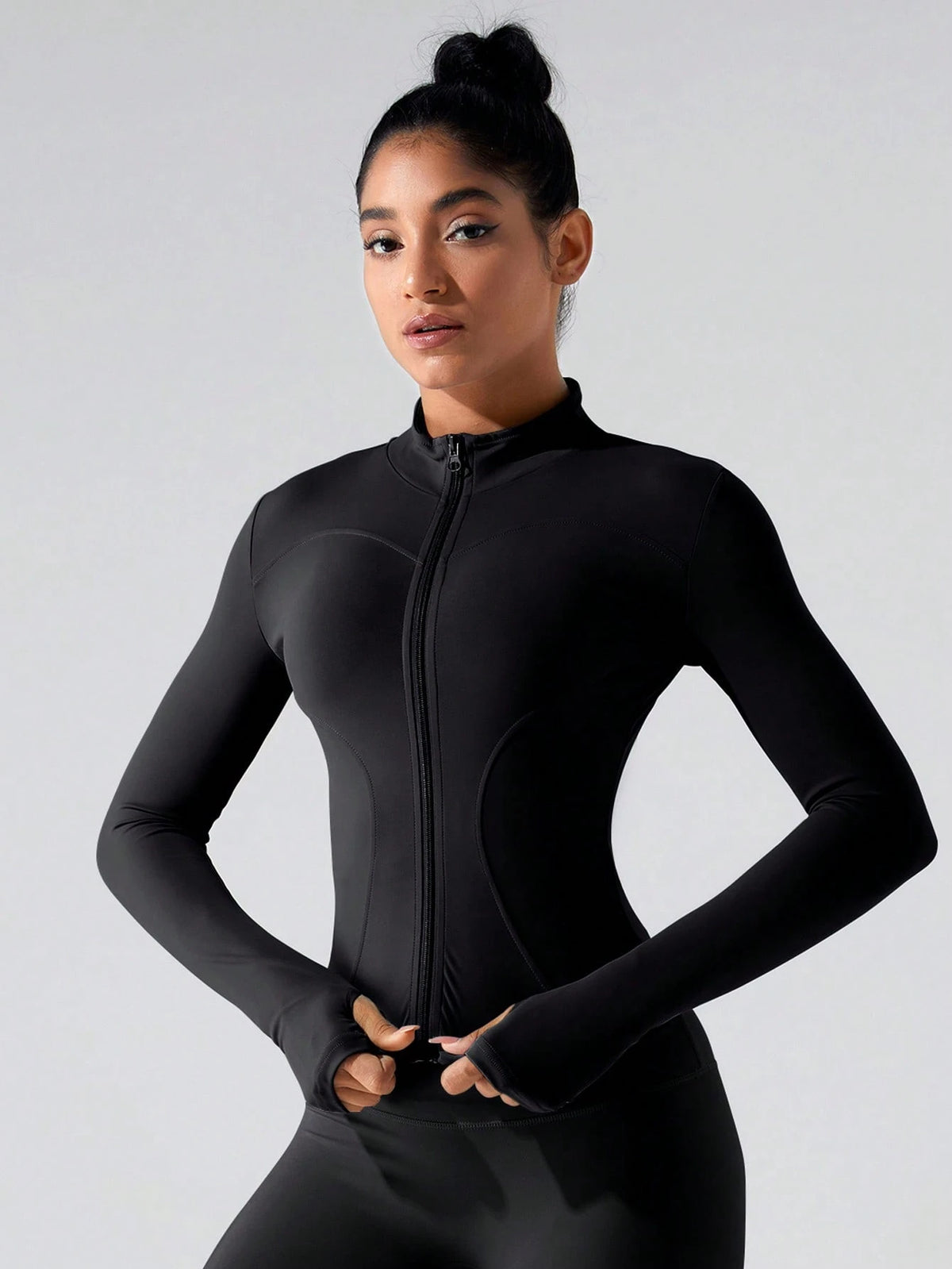 Zkyiitae Women's Long Sleeve Sports Jacket Zipper Thumbhole Training Top, Workout Jacket, Zip Up Jackets, Gym Clothes Women, Running, Outdoor Sports