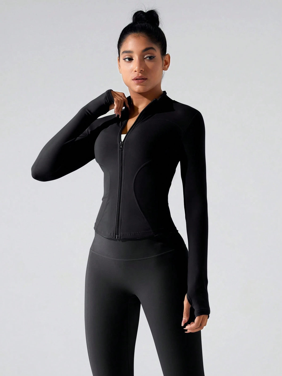 Zkyiitae Women's Long Sleeve Sports Jacket Zipper Thumbhole Training Top, Workout Jacket, Zip Up Jackets, Gym Clothes Women, Running, Outdoor Sports