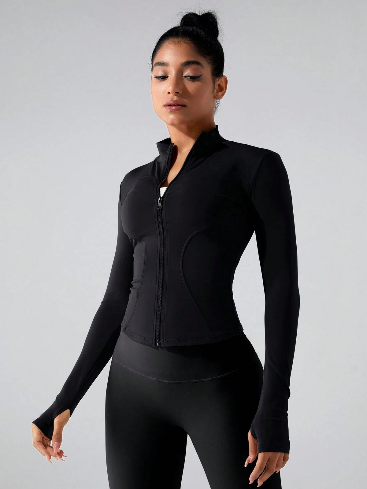 Zkyiitae Women's Long Sleeve Sports Jacket Zipper Thumbhole Training Top, Workout Jacket, Zip Up Jackets, Gym Clothes Women, Running, Outdoor Sports