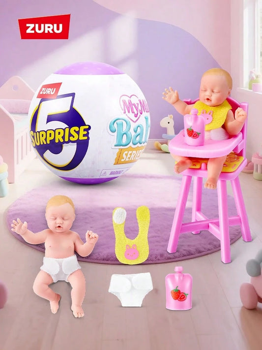ZURU 5pcs Mystery Mini Babies Capsule, Series 1, 2 Or Sweethearts Available, Collectible Realistic Mini Dolls And Toy Sets, Roleplay Toys Gift For Girls 3+ Years Old